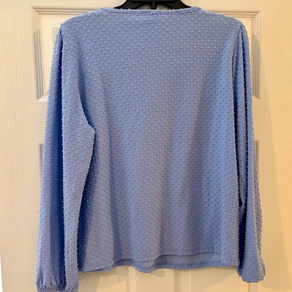 J. Crew Women's Light Blue Textured Blouse - Picture 3 of 4